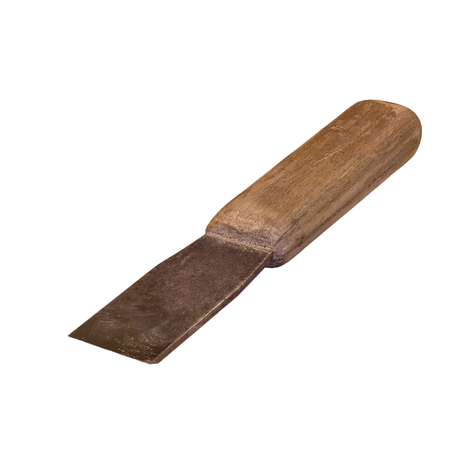 chisel with wooden handle on the white background
