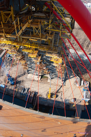Construction of the modern cable-stayed bridge.の写真素材