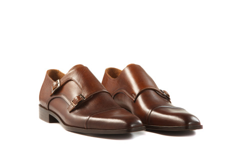 men's shoes on a white background with a shadowの写真素材