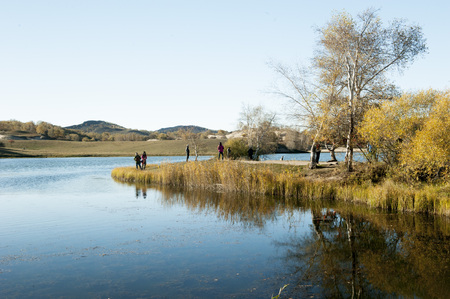 Inner Mongolia Ulan butong Princess Lake in autumnのeditorial素材