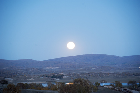 Inner Mongolia Ulan butong General Nur Moonlight paintingの写真素材