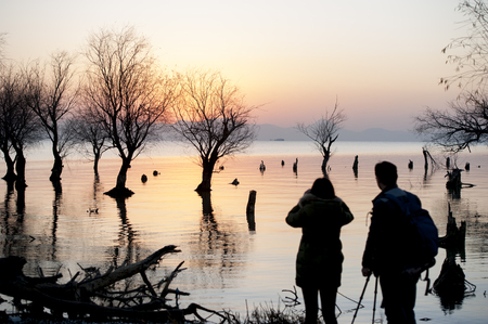 Sunrise in Chaohu, Anhuiの写真素材