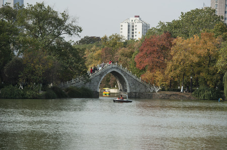 Autumn scenery at lake sideのeditorial素材
