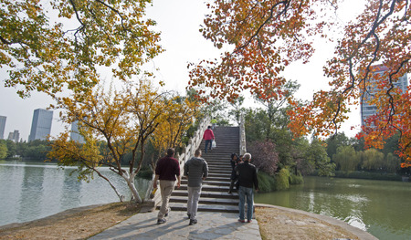 Autumn scenery at lake sideのeditorial素材