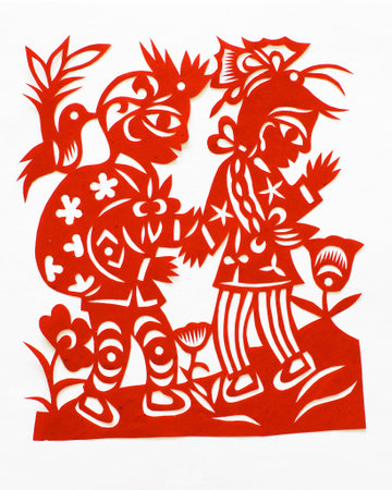 This is a picture about trave. The paper-cut is the Chinese unique one culture, has the Chinese unique element.の写真素材