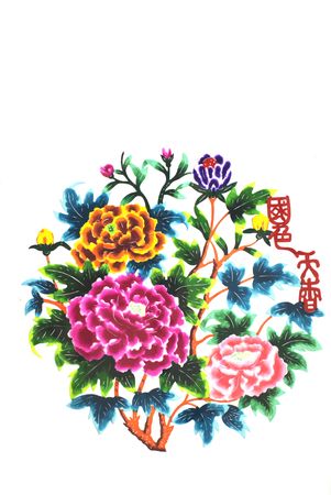 color paper cutting  Pretty flowers  This is a color picture of the paper-cutting.の写真素材