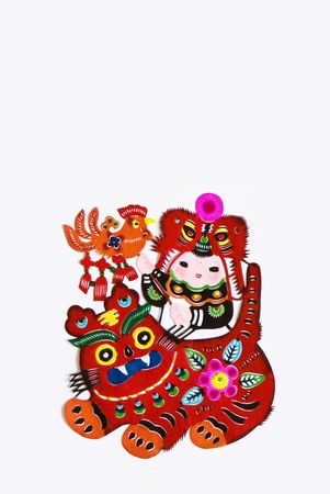 Tiger Doll    This is a color picture of the paper-cutting.の写真素材