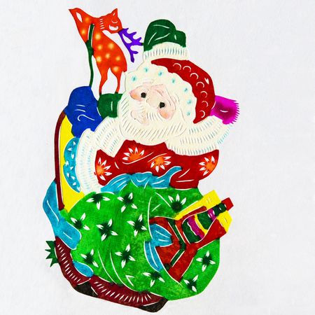 Santa,This is a Chinese paper-cut, reflecting the happy scenes of Santa Claus.の写真素材