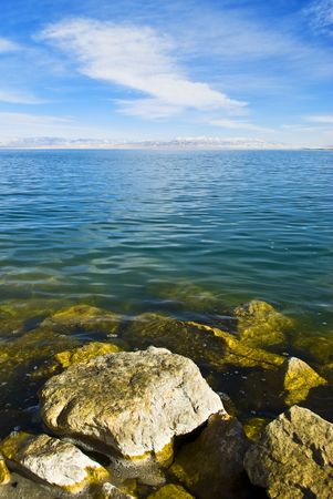  Winter lake.This is the Qinghai Lake, one of the most famous Chinese lakes.の写真素材