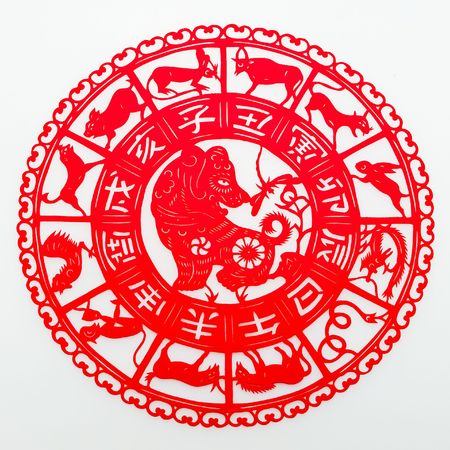 dog,The paper cutting. The Chinese Zodiac.の写真素材