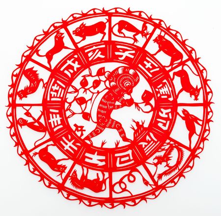 monkey, The paper cutting. The Chinese Zodiac.の写真素材