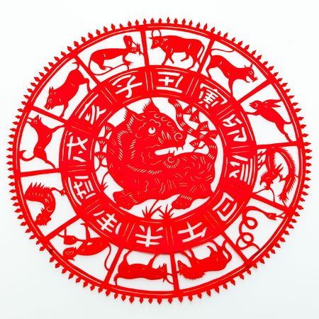 tiger,The paper cutting. The Chinese Zodiac.の写真素材
