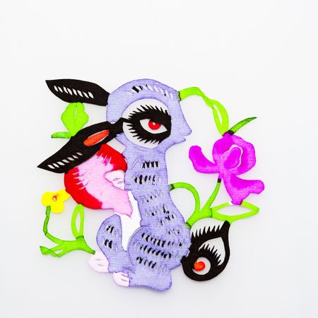 Rabbit, This is a picture of the Chinese paper cutting. Paper-cutting is one of the traditional...