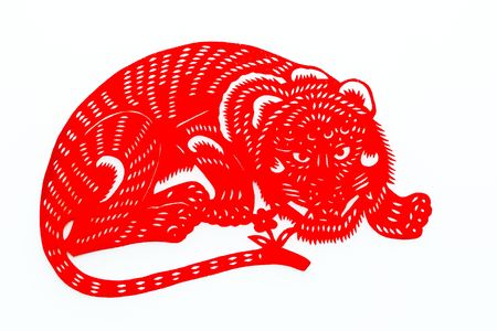 tiger,This is a picture of the Chinese paper cutting. Paper-cutting is one of the traditional Chinese arts and crafts.の写真素材