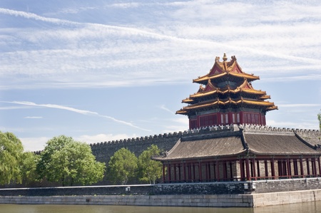 The Moat Surrounding a Corner Tower of the Forbidden City の写真素材