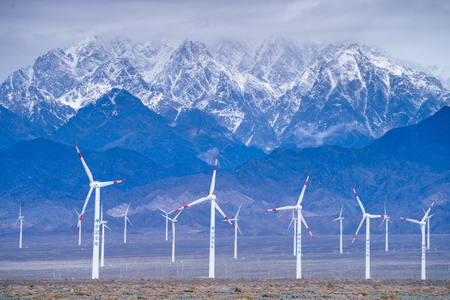 Wind power generation in Dabancheng, Xinjiangのeditorial素材