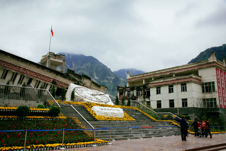 Memorial to Sichuan earthquake victims in Yingxiu, Chinaのeditorial素材