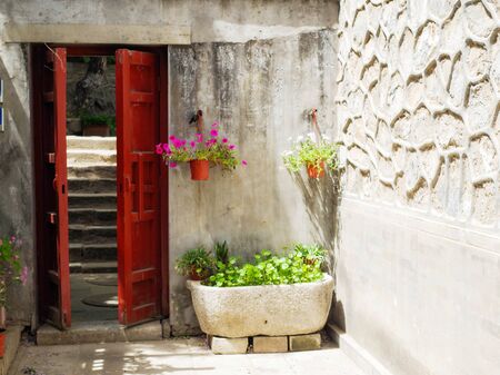 A corner of Dajue Temple in Beijingの写真素材