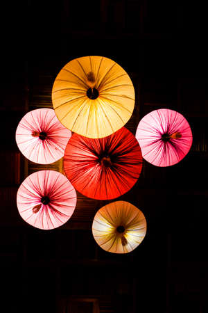 Gubei Water Town Visitor Center Ceiling Oil Paper Umbrellaの写真素材