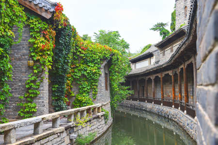 The curved waterway of Gubei Water Townの写真素材