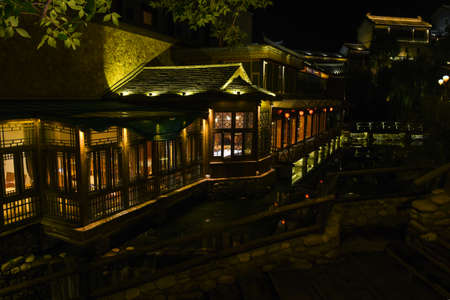 Night view of Gubei Water Townのeditorial素材