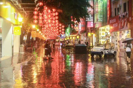 Street of Beijing in the rainのeditorial素材