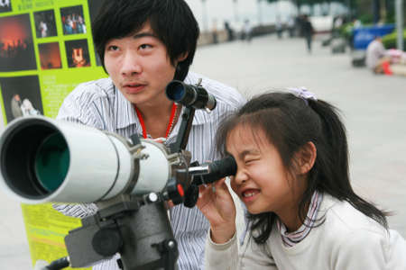 Scenery of people in the astronomical eventのeditorial素材