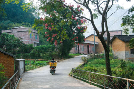 motorcycle at villageのeditorial素材