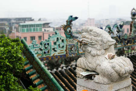 Close up of stone lionの写真素材