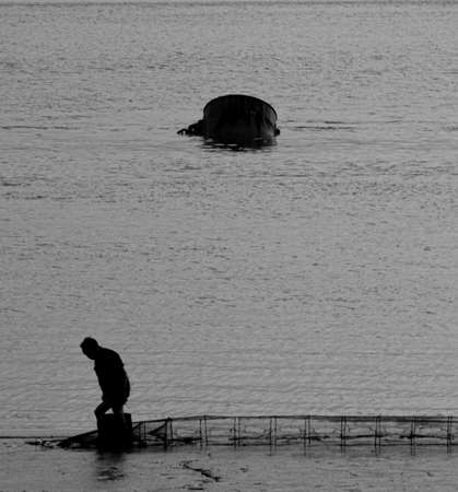 Sunset scenery and portrait black and white documentaryの写真素材