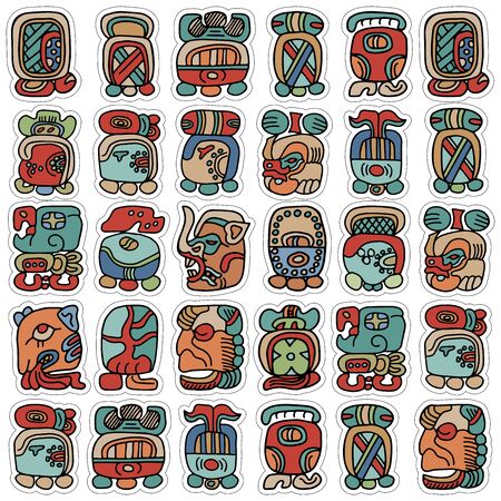 Vector illustration, handmade template in native american style. Ornament, drawings, accessories.のイラスト素材