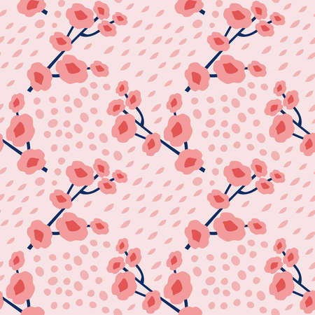 Vector seamless pattern with floral pattern. Boho colors, pastel colors. For printing on fabrics and clothes. For wall design. Poster for the interior, postcard, congratulation. in hand drawn styleのイラスト素材