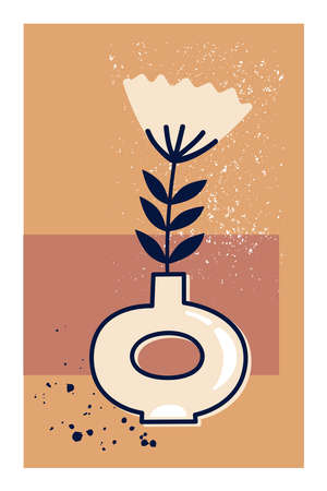 Vector illustration of a flower arrangement in pastel colors. Flowers with vase and lettering composition. For Valentines Day. Poster for the interior, postcard, congratulation. In hand-drawn styleのイラスト素材