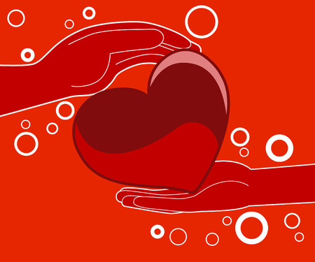 Hand giving heart love symbol. Representing the concept of offering love(trust, care or good feeling) to others.のイラスト素材