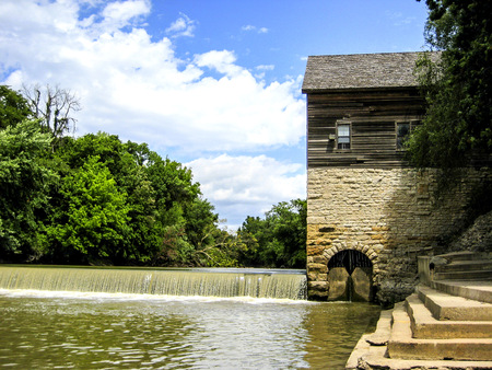 The Old Mill Dam in Fredonia Kansasの写真素材