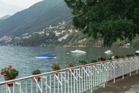Landscape lake Como Cloud-like morning promenade
