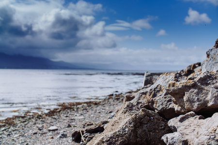 Coastline view from the tide pools on a cloudy day in Laguna Beach. Vacation destinations for fun...