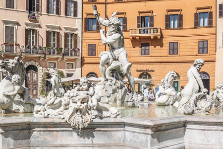 Piazza Navona Fountain, Rome, Italyのeditorial素材