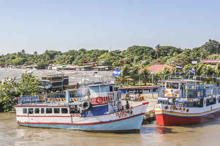 San Jorge Pier the gateway to Omete Island, Rivas, Nicaraguaのeditorial素材