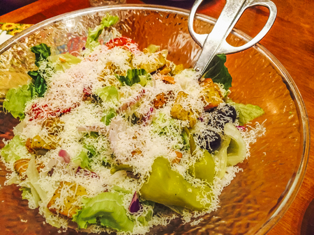 Italian style salad, gourmet food, cooking.の写真素材