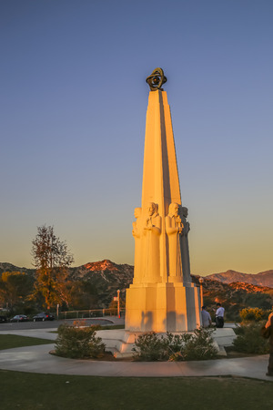 Six astronomers monument at the Griffith Observatory, Los Angeles, CA. USA.のeditorial素材