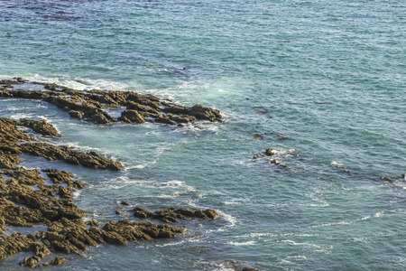 Blue ocean waters at White Point Beach, San Pedro, CA. USA.