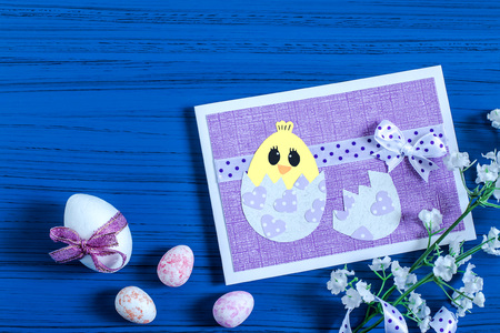 Making Easter greeting card. Art project. DIY concept. Step by step photo instructions. Step 7....