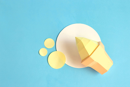 Ice cream in waffle cup made of paper. Volumetric handmade paper objects. Paper art and craft....