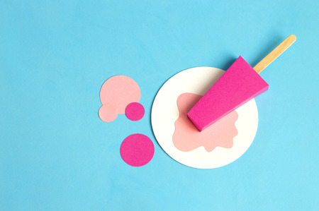Fruit ice cream made of paper. Volumetric handmade paper objects. Paper art and craft. Trendy hobby....