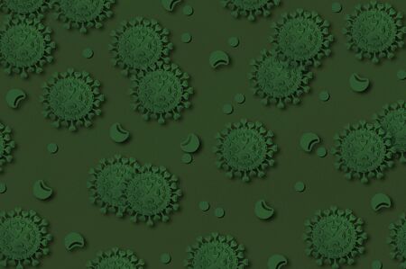 Pandemic covid-19. Background with 2019-ncov coronavirus models made of paper. Coronavirus danger. Spread of dangerous viral strain. Real handmade paper objects. Creative concept of global threatの写真素材