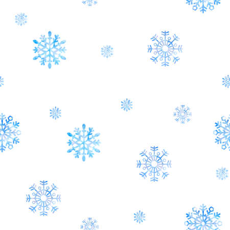 Seamless winter background with watercolor snowflakes. For christmas backgrounds, wrapping paper, packaging, greeting cards, prints, covers, fabric, textiles and moreの写真素材