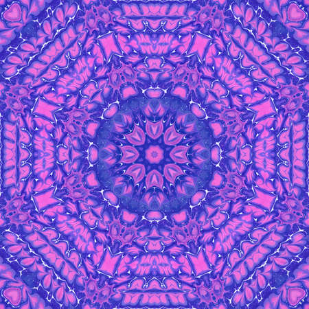 Abstract seamless kaleidoscopic pattern made up of ebru elements. Geometric ornament. Endless repeating motif. mandala patternの写真素材