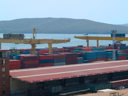 container terminal at russian port Vladivostok