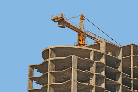 modern monolithic housebuilding and crane